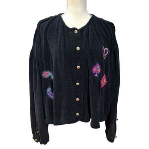 BODE- Vintage Patches Rhinestone Cape Cardigan